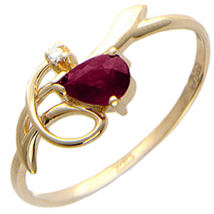 Кольцо с бриллиантом, рубином из красного золота (арт. 420900)