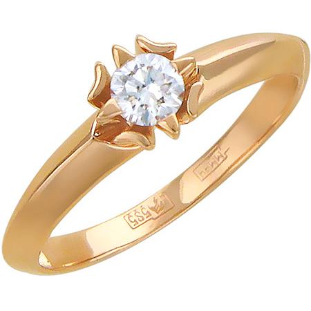 Кольцо с бриллиантом из красного золота (арт. 420905)