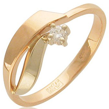 Кольцо с бриллиантом из комбинированного золота (арт. 421109)