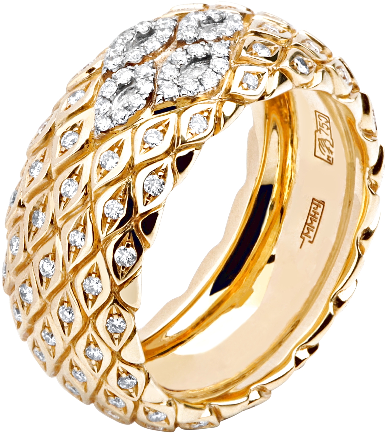 Кольцо с бриллиантами из комбинированного золота 750 пробы (арт. 421275)
