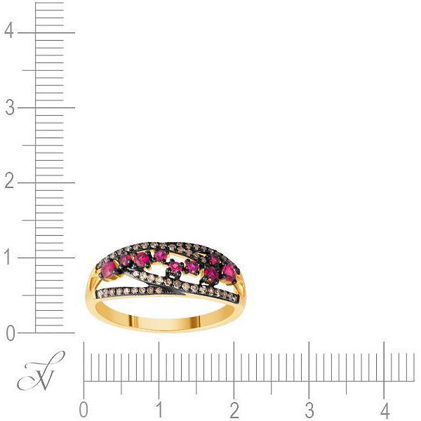 Кольцо с рубинами и бриллиантами из жёлтого золота (арт. 702770)