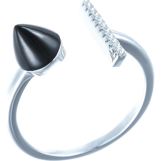 Кольцо с пластиком и фианитами из серебра (арт. 703234)