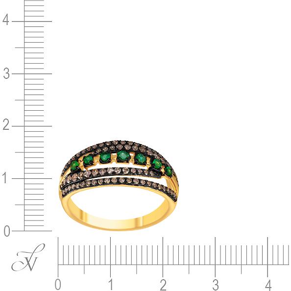 Кольцо с бриллиантами и изумрудами из жёлтого золота (арт. 705043)