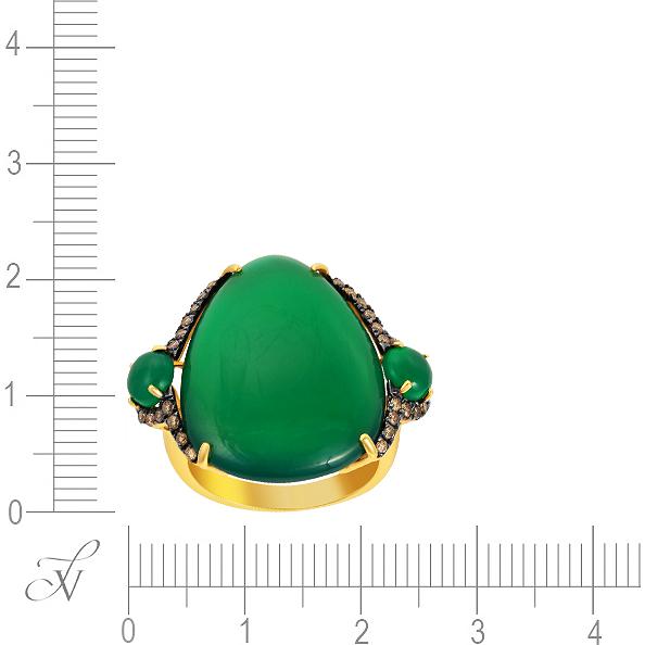 Кольцо с агатами и бриллиантами из жёлтого золота (арт. 705445)