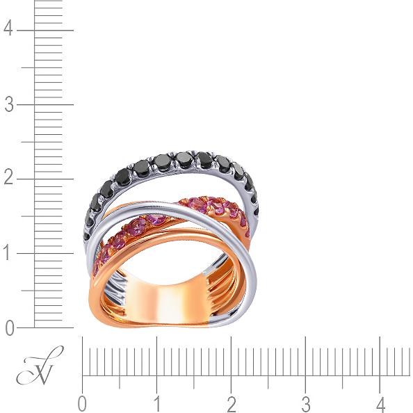 Кольцо с сапфирами и бриллиантами из комбинированного золота (арт. 705807)