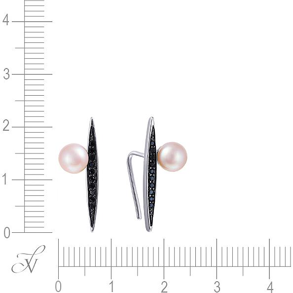 Серьги с жемчугом и фианитами из серебра (арт. 706194)