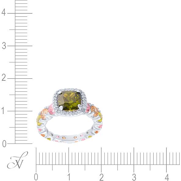 Кольцо с стеклом и фианитами из серебра (арт. 706717)