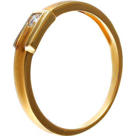 Кольцо с 1 бриллиантом из жёлтого золота (арт. 707515)