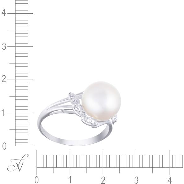 Кольцо с бриллиантами и жемчугом из белого золота (арт. 707519)