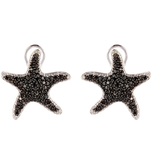 Серьги Морские звезды с бриллиантами из белого золота (арт. 730087)