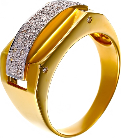 Кольцо с бриллиантами из желтого золота (арт. 730700)