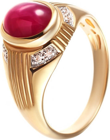 Кольцо с бриллиантами, рубином из желтого золота (арт. 730981)