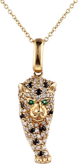 Колье Леопард с бриллиантами, изумрудами из желтого золота (арт. 731025)