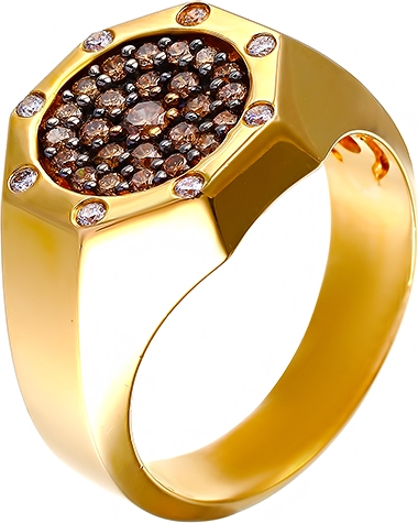 Кольцо с бриллиантами из желтого золота (арт. 737100)