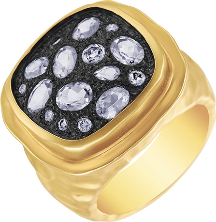 Кольцо с бриллиантами, топазами из желтого золота (арт. 737113)