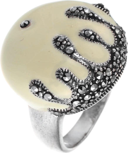 Кольцо с вставкой из эмали, марказитом из серебра (арт. 739478)