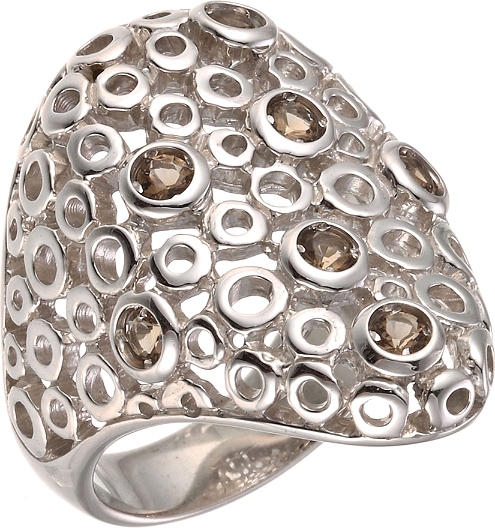 Кольцо с 7 фианитами из серебра (арт. 741603)