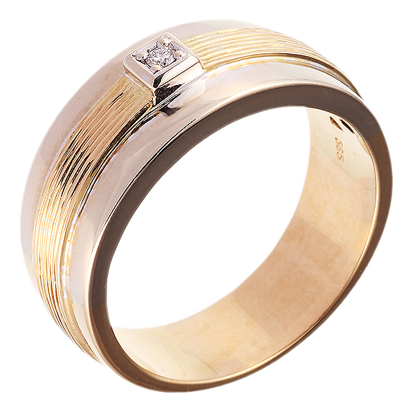 Кольцо с бриллиантом из комбинированного золота (арт. 741757)