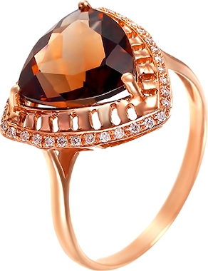 Кольцо с раухтопазом и бриллиантами из красного золота (арт. 741828)