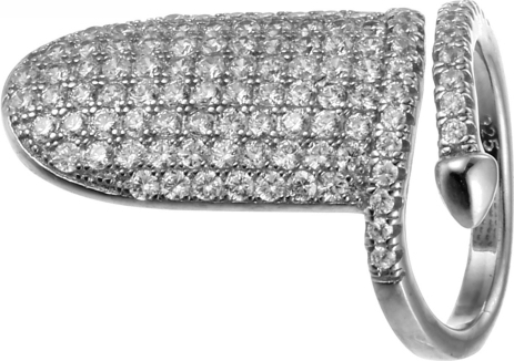 Кольцо на фалангу с пластиной на ноготь с фианитами из серебра (арт. 742167)