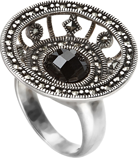 Кольцо с марказитами и фианитом из серебра (арт. 742709)