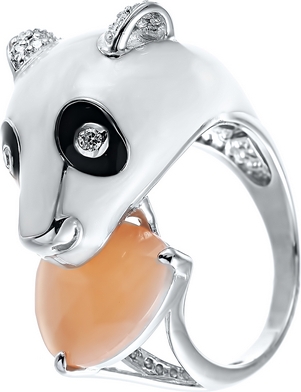 Кольцо с эмалью, фианитами и стеклом из серебра (арт. 742826)