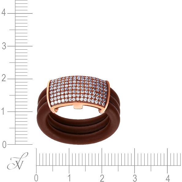 Кольцо с каучуком и фианитами из серебра с позолотой (арт. 743712)