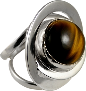 Кольцо с 1 тигровым глазом из серебра (арт. 744142)