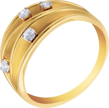 Кольцо с 4 бриллиантами из жёлтого золота (арт. 745073)