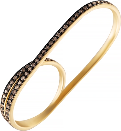 Кольцо на два пальца с 72 бриллиантами из жёлтого золота (арт. 745478)