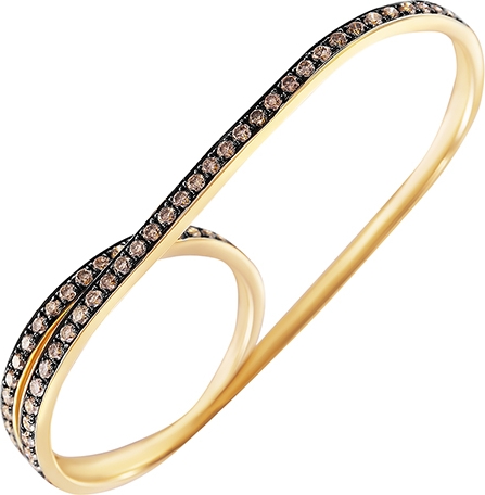 Кольцо на два пальца с 70 бриллиантами из жёлтого золота (арт. 745481)
