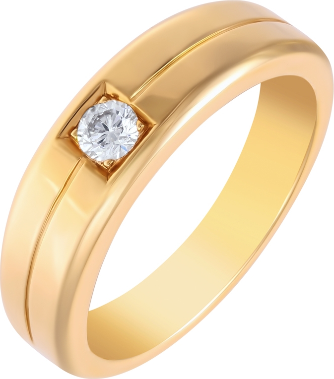 Кольцо с 1 бриллиантом из жёлтого золота (арт. 749681)