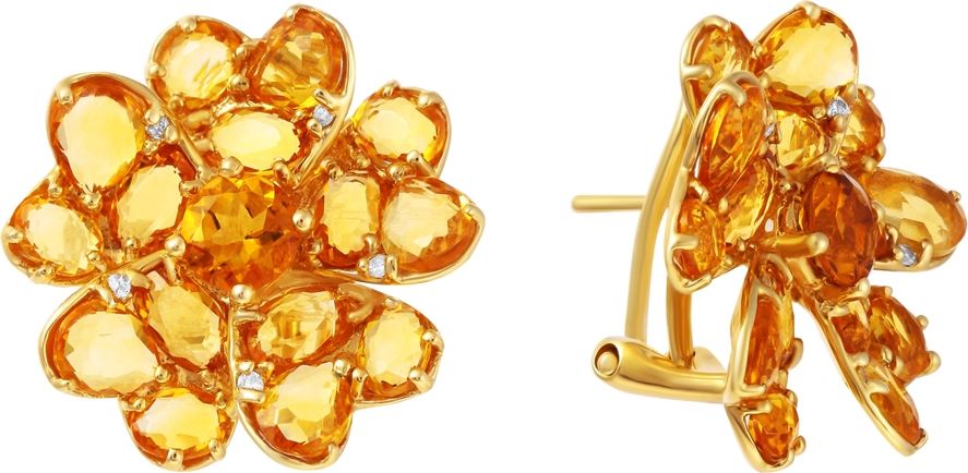 Серьги с цитринами и бриллиантами из жёлтого золота (арт. 749916)