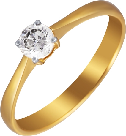 Кольцо с 1 бриллиантом из жёлтого золота (арт. 749940)