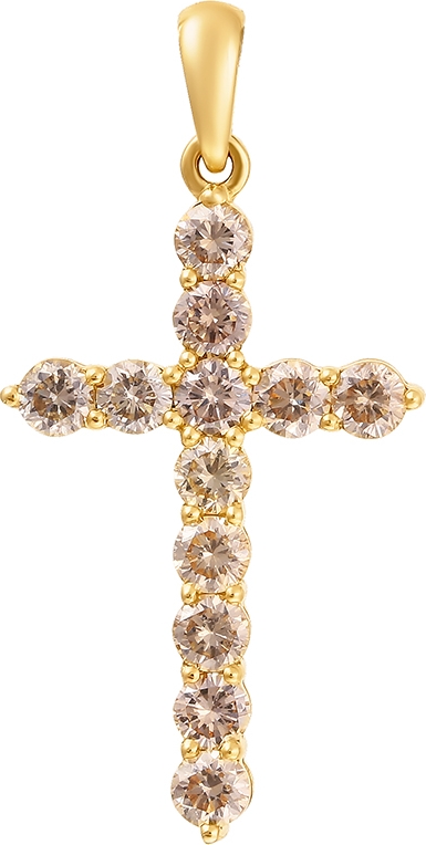Крестик с 12 бриллиантами из жёлтого золота (арт. 757376)