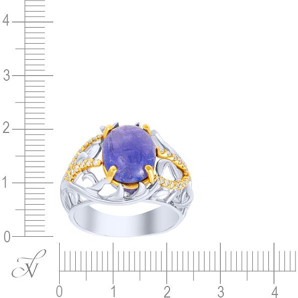 Кольцо с танзанитом и бриллиантами из комбинированного золота (арт. 758954)