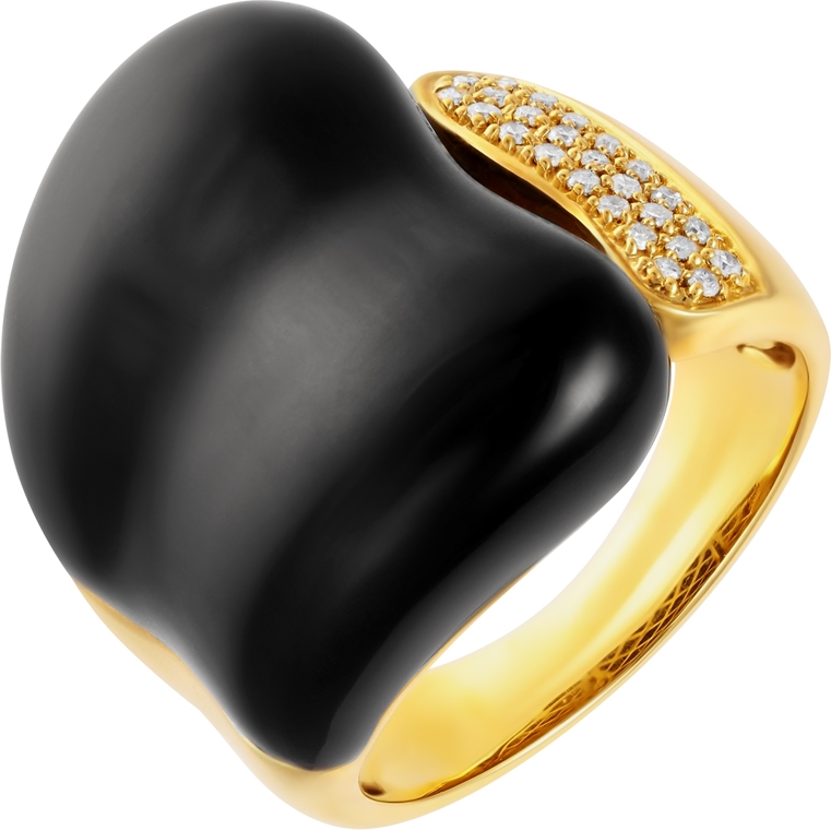 Кольцо с агатом и бриллиантами из жёлтого золота (арт. 759683)