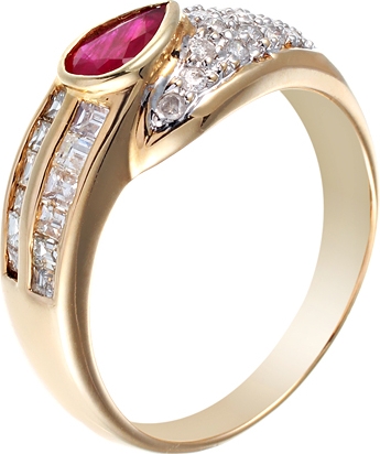 Кольцо с рубином и бриллиантами из жёлтого золота (арт. 760127)