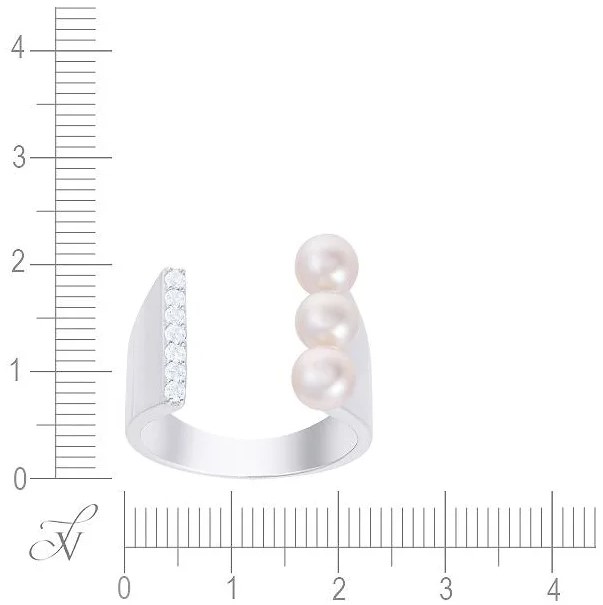 Кольцо с жемчугом и шпинелью из серебра (арт. 761982)