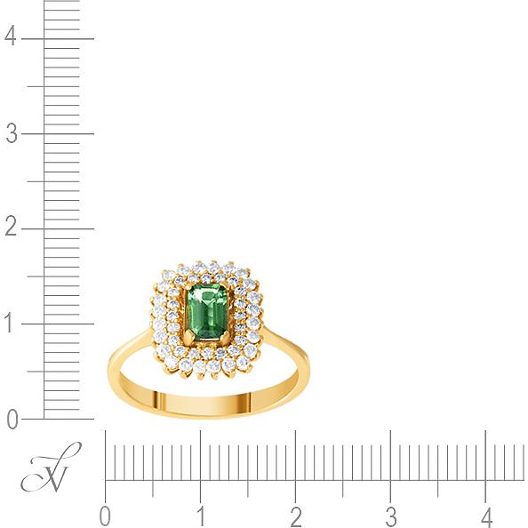Кольцо с турмалином и бриллиантами из жёлтого золота (арт. 764969)