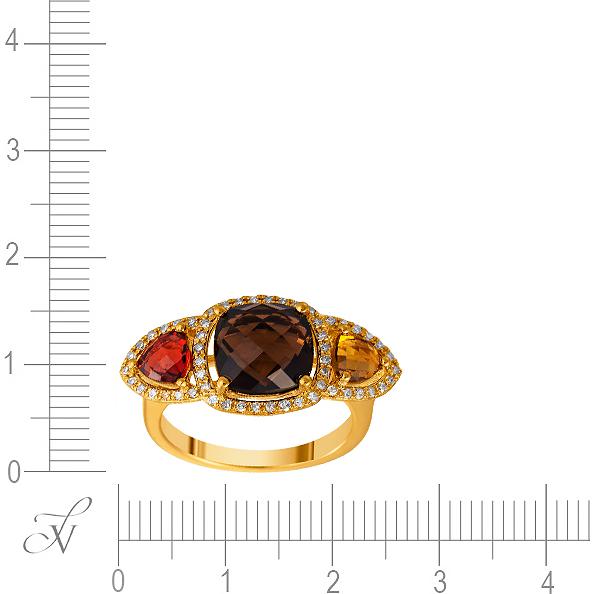 Кольцо с россыпью цветных и драгоценных камней из жёлтого золота (арт. 766219)
