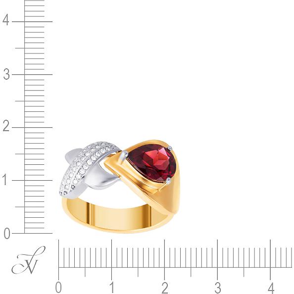 Кольцо с родолитом и бриллиантами из красного золота (арт. 766368)
