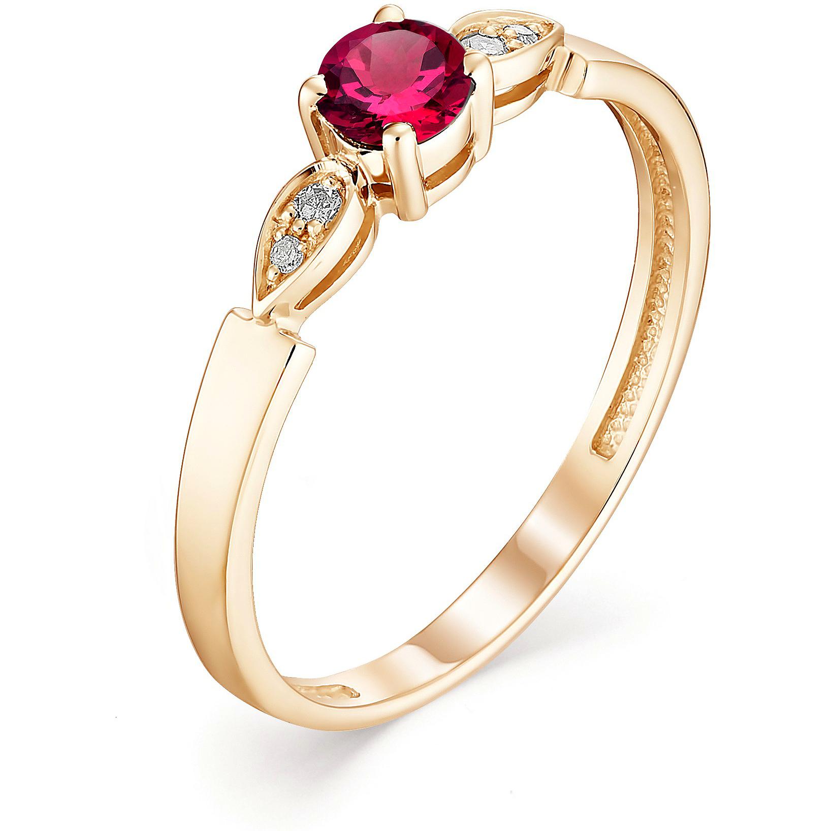 Кольцо с рубином и бриллиантами из красного золота (арт. 801239)