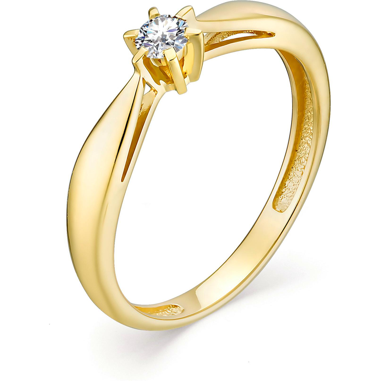 Кольцо с 1 бриллиантом из жёлтого золота (арт. 801289)