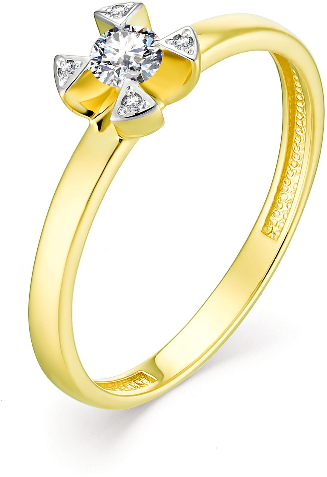 Кольцо с 5 бриллиантами из жёлтого золота (арт. 801426)