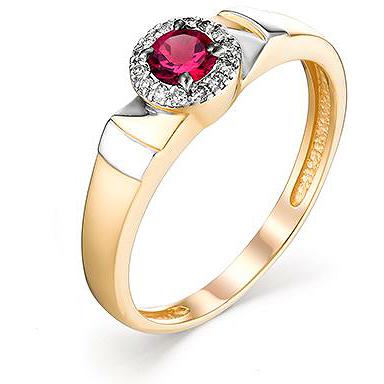 Кольцо с рубином и бриллиантами из красного золота (арт. 801603)