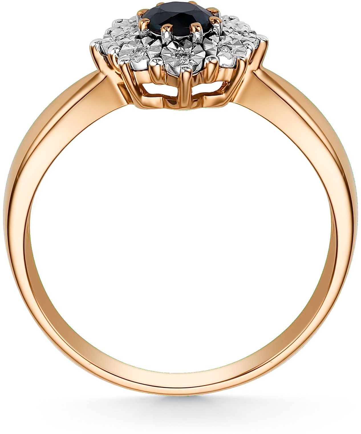 Кольцо с сапфиром и бриллиантами из красного золота (арт. 801719)
