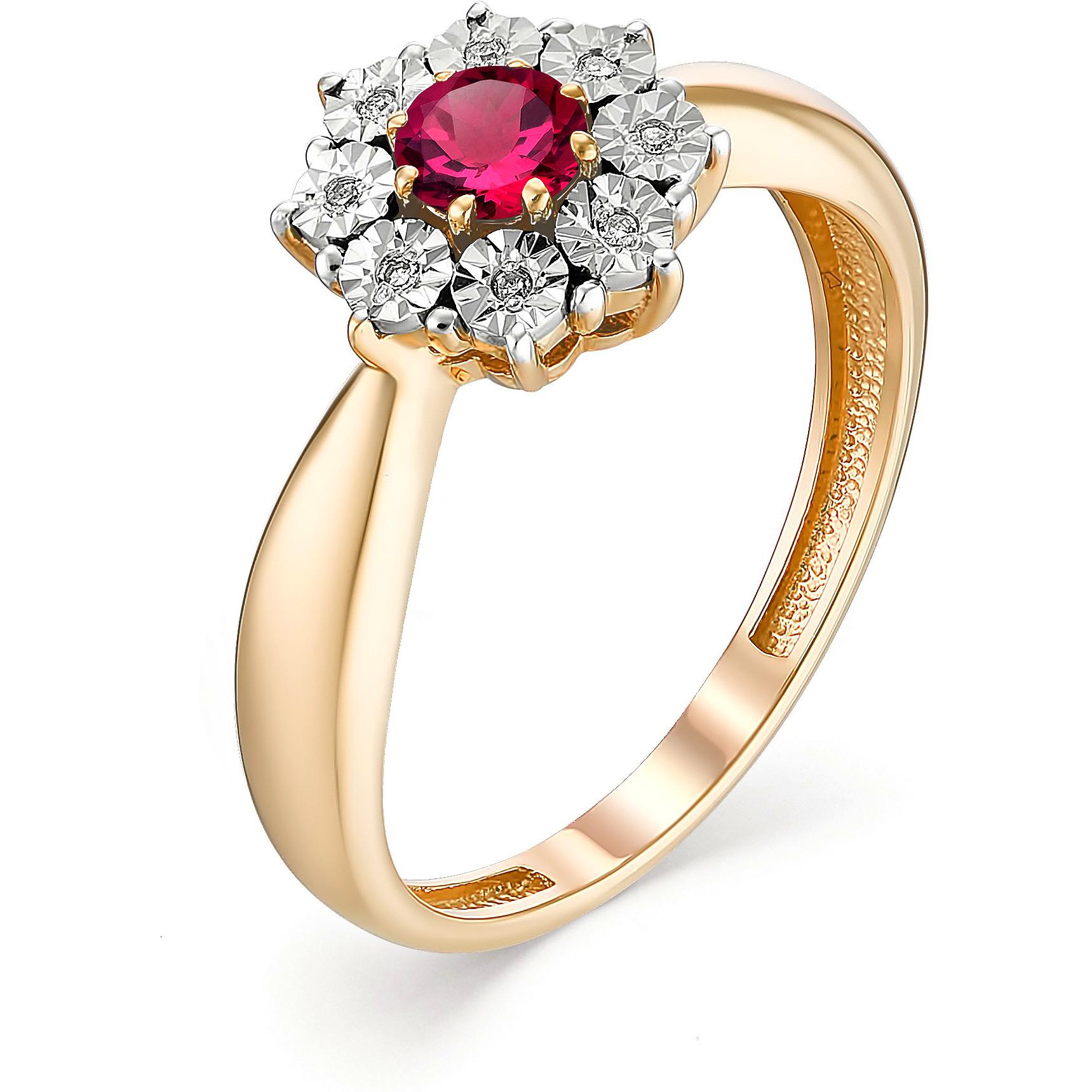 Кольцо с рубином и бриллиантами из красного золота (арт. 801751)