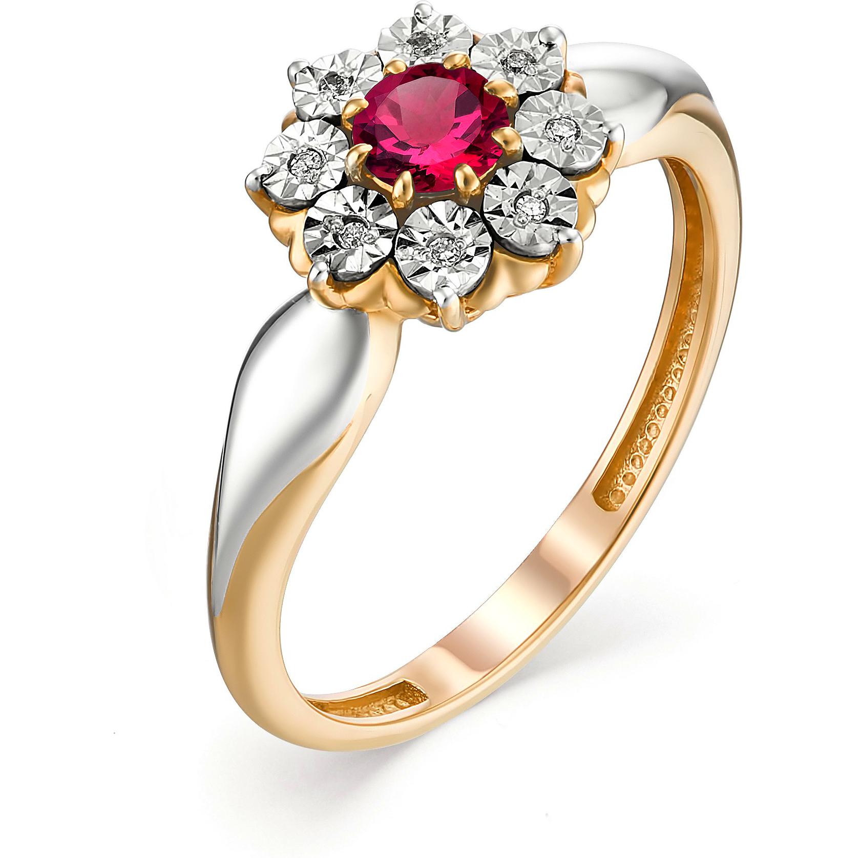 Кольцо с рубином и бриллиантами из красного золота (арт. 801753)
