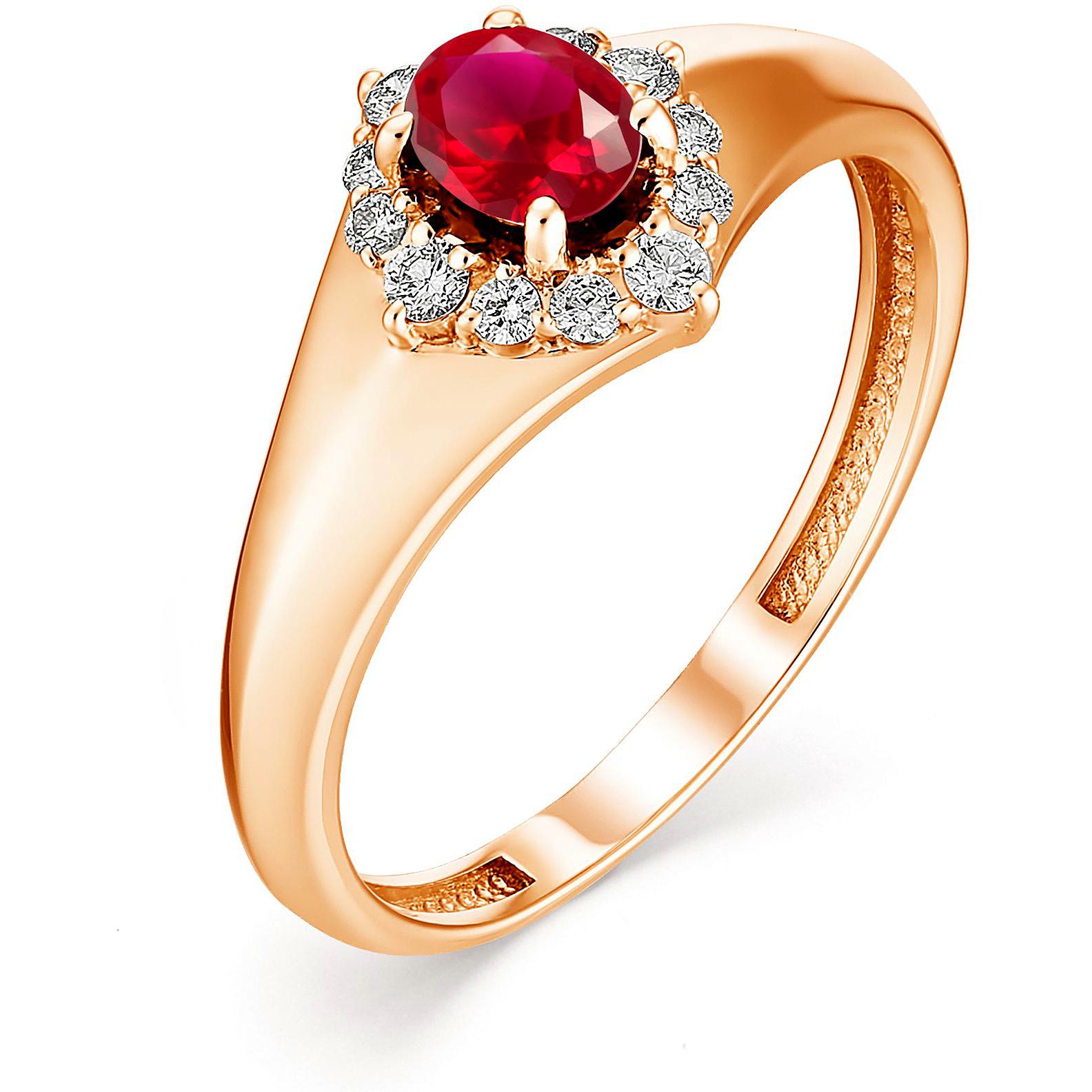 Кольцо с рубином и бриллиантами из красного золота (арт. 801776)